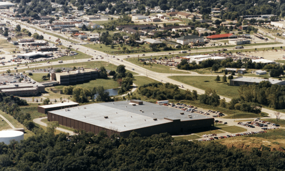 Aerial photograph of factory in Muscatine, US