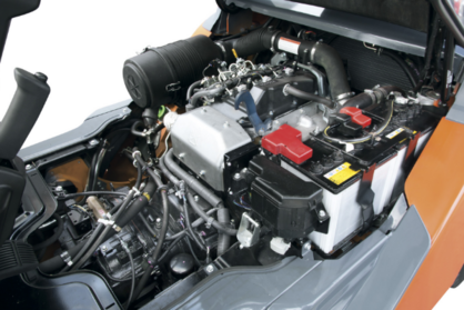 Close-up of motor mounted in forklift.