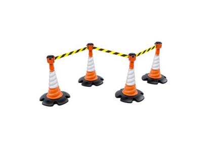 Product image of four road cones with retractable toppers kit against a white background. 