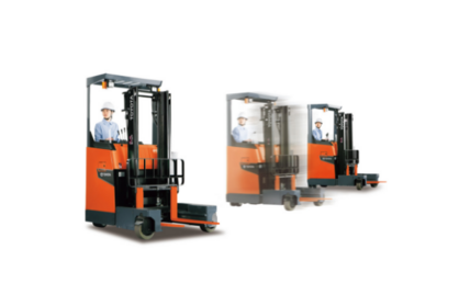 Illustration showing forklift 4-way turning.