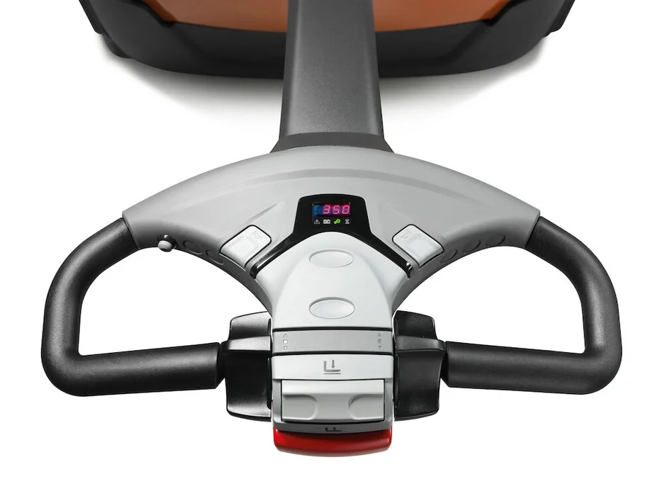 BT Staxio electric walkie stackers. Details photo of handle.