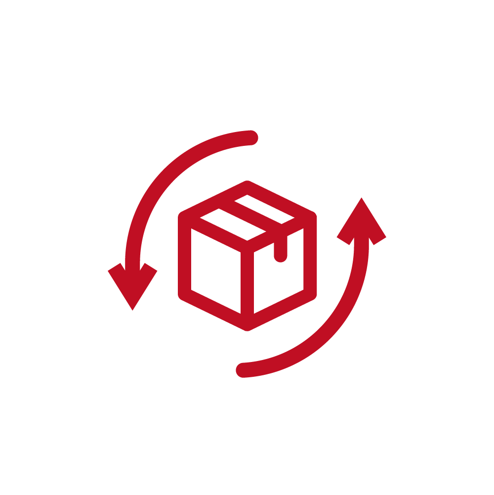 Automation icon for flow of goods, red