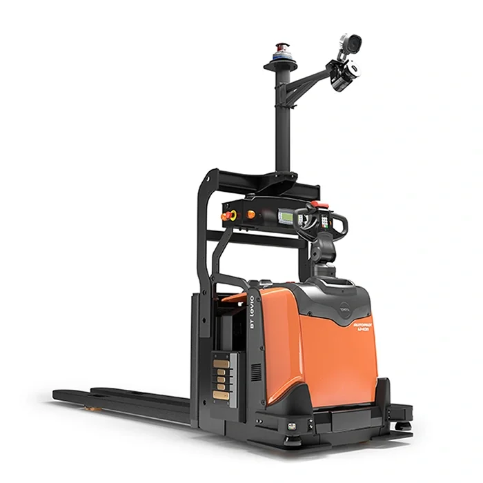 BT Levio LAE250, for horizontal moving in automated logistic solutions. Product photo taken from the front at an angle. 