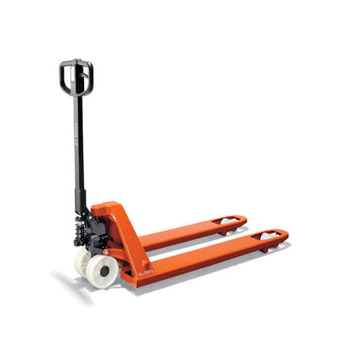 Toyota hand pallet truck LHM230 against white background